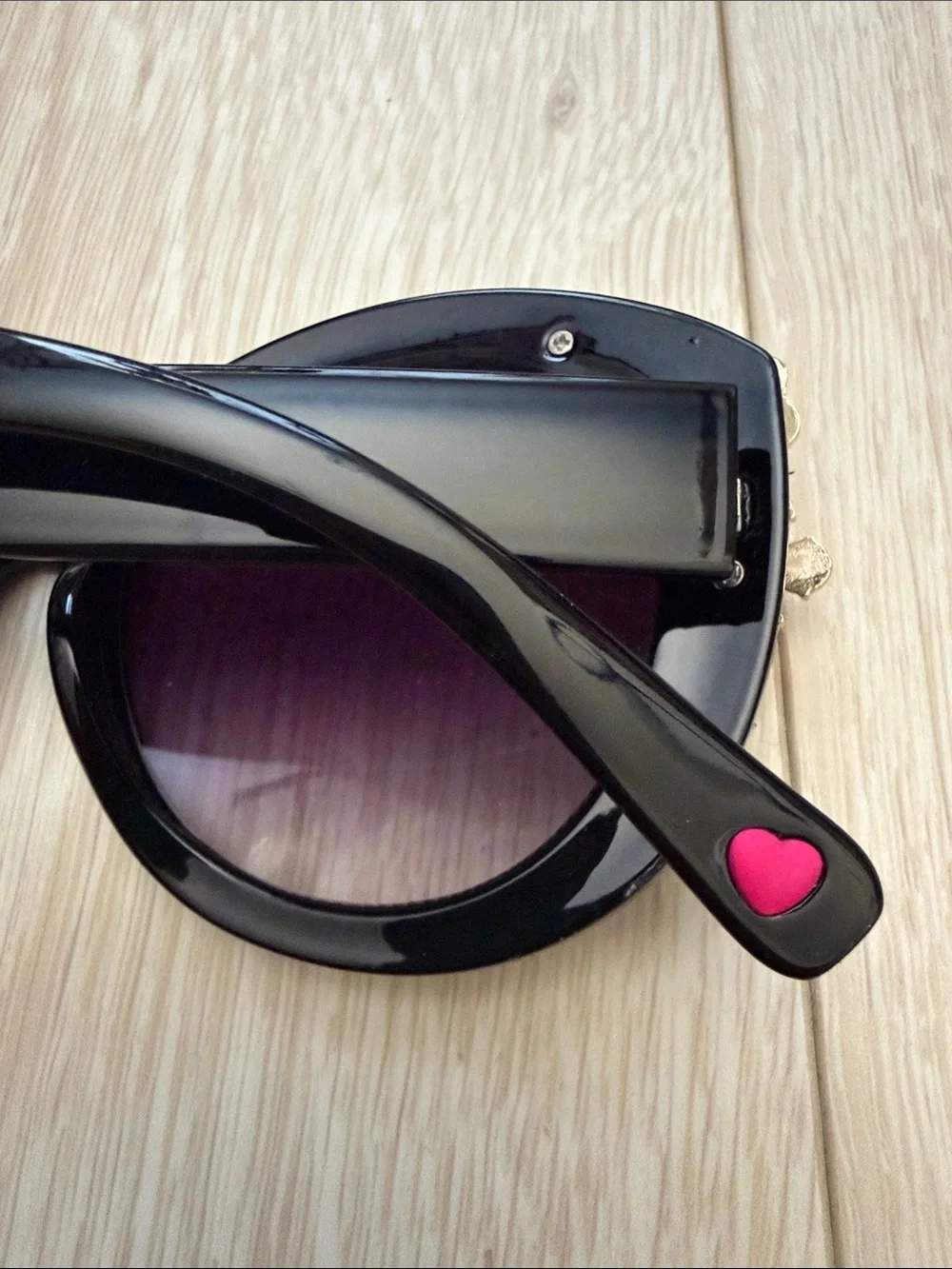 Betsey Johnson Black Sunglasses with Gold & Multi-Color Floral Gems